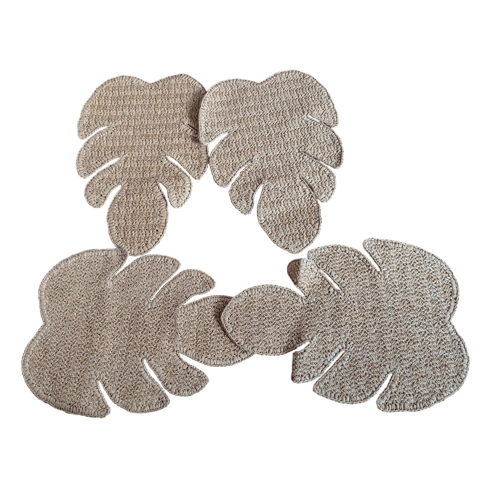 Threshold Monstera Leaf Placemats Set of 4 Beige Excellent Woven Straw Tropical